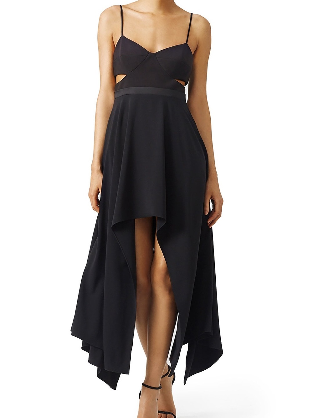 Halston Heritage Cutout Black Asymmetric Dress Sz  6 Occasion Wedding Guest Prom